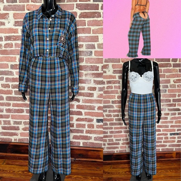 Savage x Fenty Tied Up Tartan Open-Back  Pajama  Pants in Size Small - Picture 5 of 5